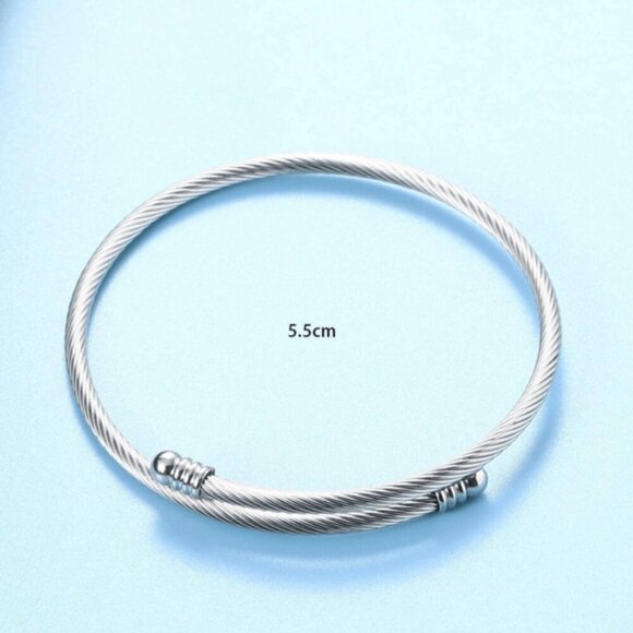 Stainless Steel Cable Wire Cuff Bracelets (Set of 3) - Picture 3 of 3